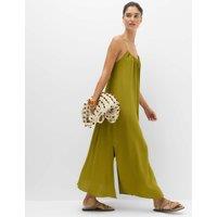 M&S Strappy Tie Back Maxi Beach Dress Moss Green