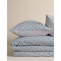 M&S Cotton Blend Geometric Tile Bedding Set Slate Blue