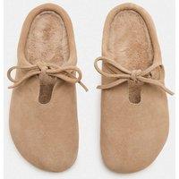 M&S Suede Bow Tie Mule Clog Slippers Sand