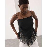Autograph Pure Silk Lace Cami Top Black