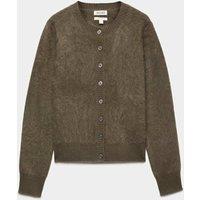 JAEGER Pure Brushed Cashmere Button Front Cardigan Mole