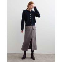 JAEGER Pure Brushed Cashmere Button Front Cardigan Navy