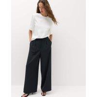 M&S Pleated Wide Leg Trousers Black