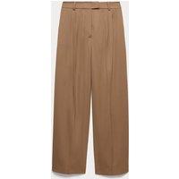 JAEGER Wool Rich Pleat Front Wide Leg Trousers Camel