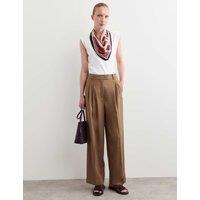 JAEGER Wool Rich Pleat Front Wide Leg Trousers Camel
