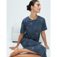 M&S Cotton Modal Printed Long Nightdress Dark Blue