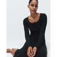 M&S Cotton Modal Henley Long Nightdress Black