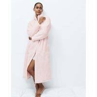 M&S Long Pile Fleece Zip Through Dressing Gown Pink