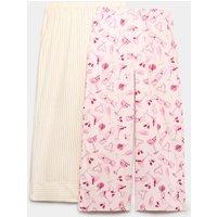 M&S 2 Pack Pure Cotton Printed Pyjama Bottoms Pink Mix