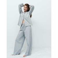 M&S Pure Cotton Embellished Striped Pyjama Bottoms Blue Mix