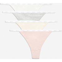 M&S 4pk Cotton Rich Tanga Thongs Ivory