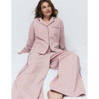 M&S Pure Cotton Embellished Pyjama Shirt Pink Mix