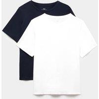 M&S 2 Pack Pure Cotton Pyjama Tops White Mix