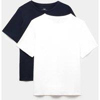 M&S 2 Pack Pure Cotton Pyjama Tops White Mix