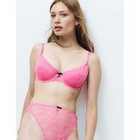 M&S Ida Lace Wired Scoop Demi Cup Bra (A-E) Medium Pink