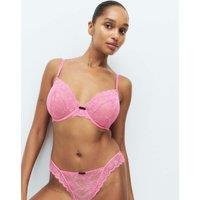 M&S Ida Lace Non Padded Wired Plunge Bra F-H Medium Pink