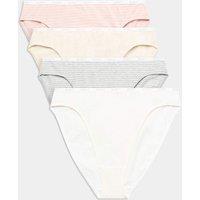 M&S 4pk Cotton Rich High Leg Knickers Ivory