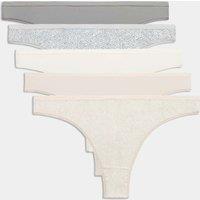 M&S 5pk Microfibre Low Rise Thongs Grey Mix