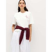 M&S Pure Cotton Oversized Graphic T-Shirt Burgundy Mix