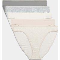 M&S 5pk Microfibre High Leg Knickers Grey Mix