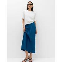 M&S Satin Midi Slip Skirt Petrol