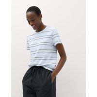 M&S Pure Cotton Striped T-Shirt Blue Mix