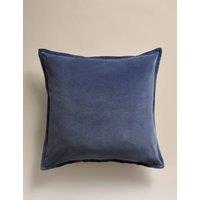 M&S Pure Cotton Velvet Cushion Slate Blue