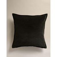 M&S Pure Cotton Velvet Cushion Dark Olive
