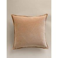 M&S Pure Cotton Velvet Cushion Biscuit