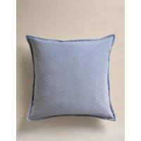 M&S Pure Cotton Velvet Cushion Dusty Blue