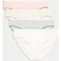 M&S 4pk Cotton Rich Bikini Knickers Ivory