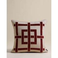 M&S X Kelly Hoppen Pure Cotton Geometric Appliqu Cushion Red Mix