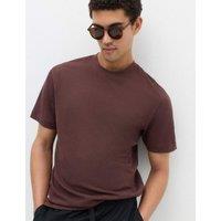 M&S Relaxed Fit Linen T-Shirt Chestnut