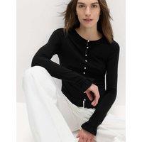 M&S Ruffle Button Through Cardigan Black