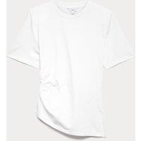 M&S Pure Cotton Shoulder Pad Asymmetric Hem T-Shirt Soft White