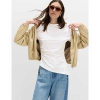 M&S Pure Cotton Shoulder Pad Asymmetric Hem T-Shirt Soft White