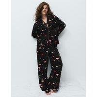 M&S Pure Cotton Sateen Cocktail Print Pyjama Set Black Mix