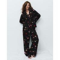 M&S Pure Cotton Sateen Cocktail Print Pyjama Set Black Mix