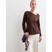JAEGER Cotton Modal Asymmetric Neck Top Chocolate