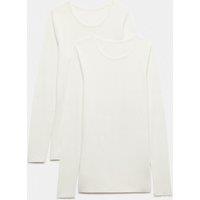 M&S 2 Pack Thermal Pointelle Long Sleeve Top White