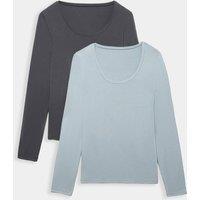 M&S 2 Pack Heatgen Light Thermal Long Sleeve Tops Blue Mix