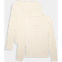 M&S 2 Pack Heatgen Light Thermal Long Sleeve Tops Light Cream