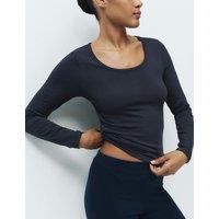 M&S Heatgen Medium Thermal Scoop Neck Top Navy