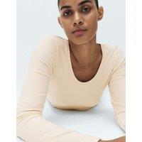 M&S Heatgen Medium Thermal Scoop Neck Top Light Cream