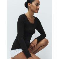 M&S Heatgen Medium Thermal Scoop Neck Top Black