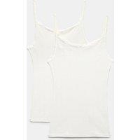 M&S 2 Pack Thermal Pointelle Strappy Vests White