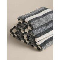 M&S Pure Cotton Marl Striped Towel Charcoal