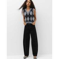 M&S Corduroy Barrel Leg Trousers Black