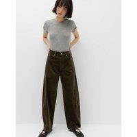 M&S Corduroy Barrel Leg Trousers Olive