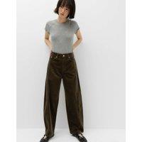 M&S Corduroy Barrel Leg Trousers Olive